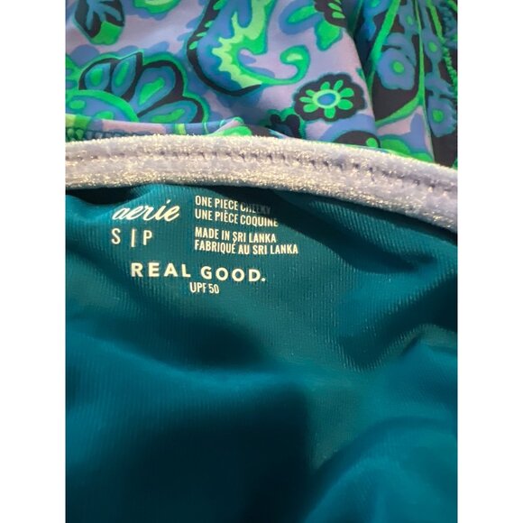 Aerie Keyhole Halter One Piece Swimsuit S/P Paisley Print UPF 50 Protection NWT - Picture 6 of 6